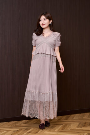 Giulia Lace Pleated Dress