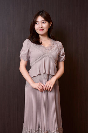 Giulia Lace Pleated Dress