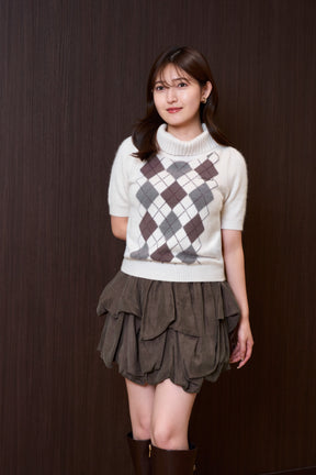 Random Tucked Satin Mini Skirt