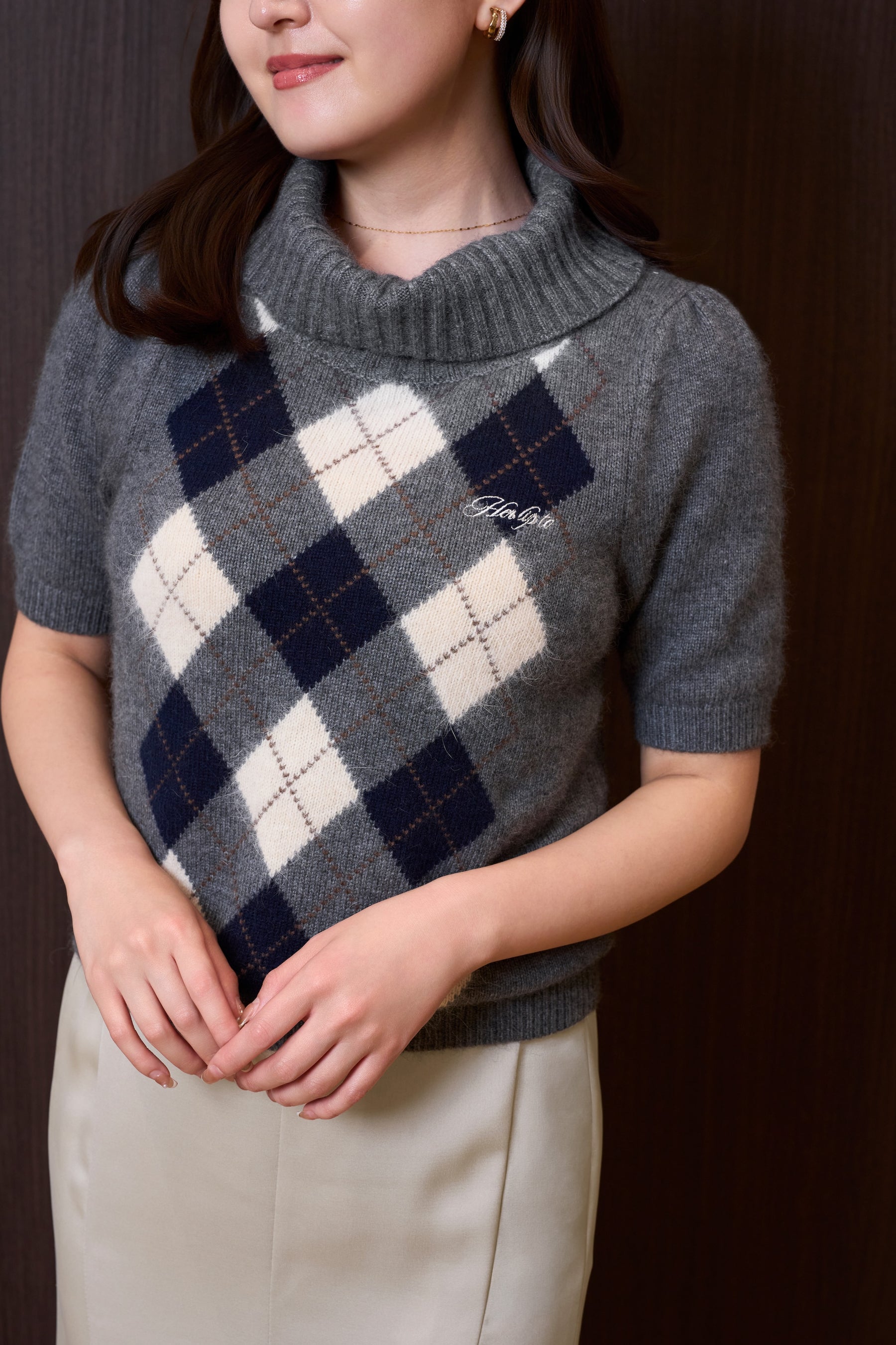 Pia Argyle Knit Top