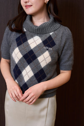 Pia Argyle Knit Top