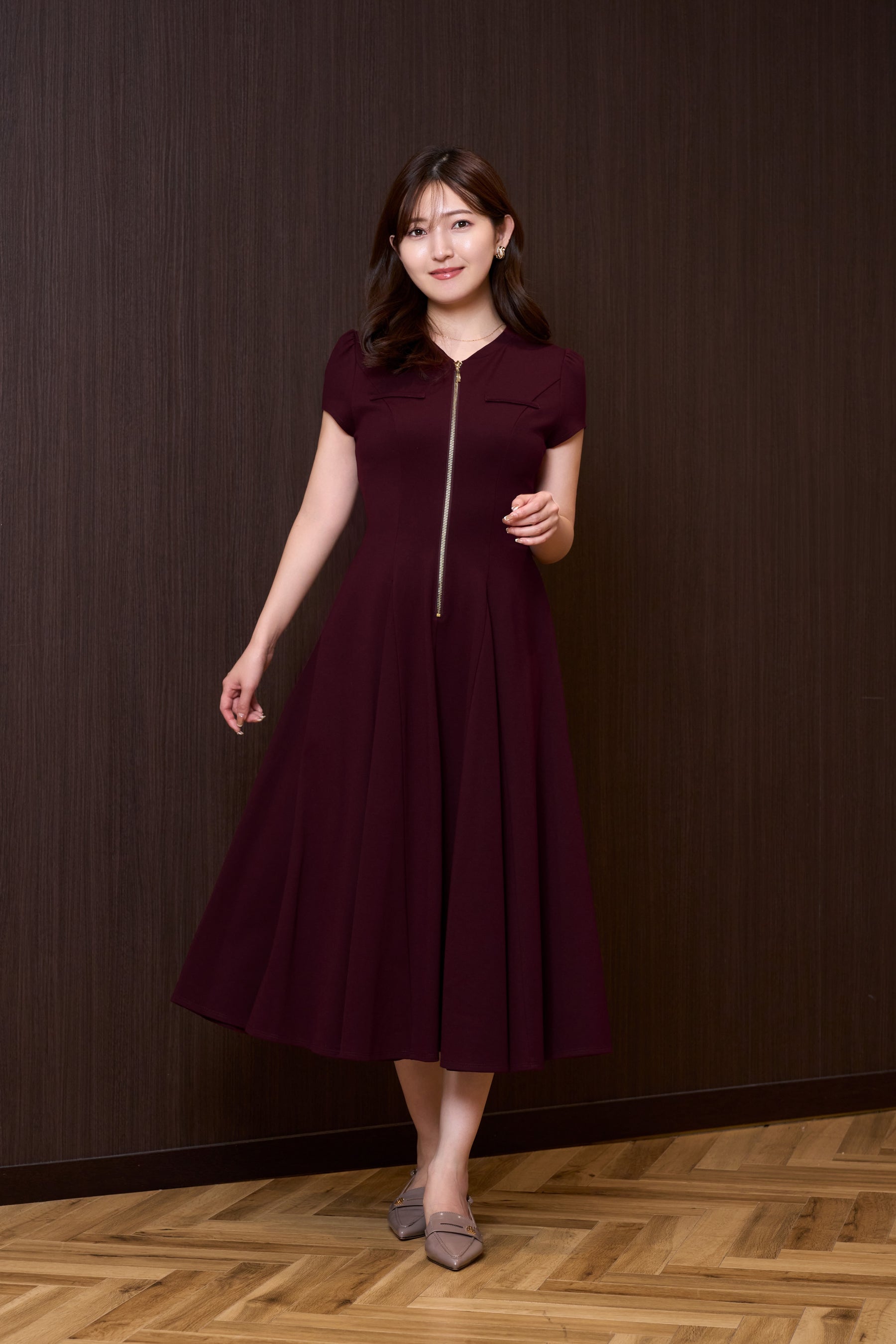 ［Essentia］Front Zip Long Dress