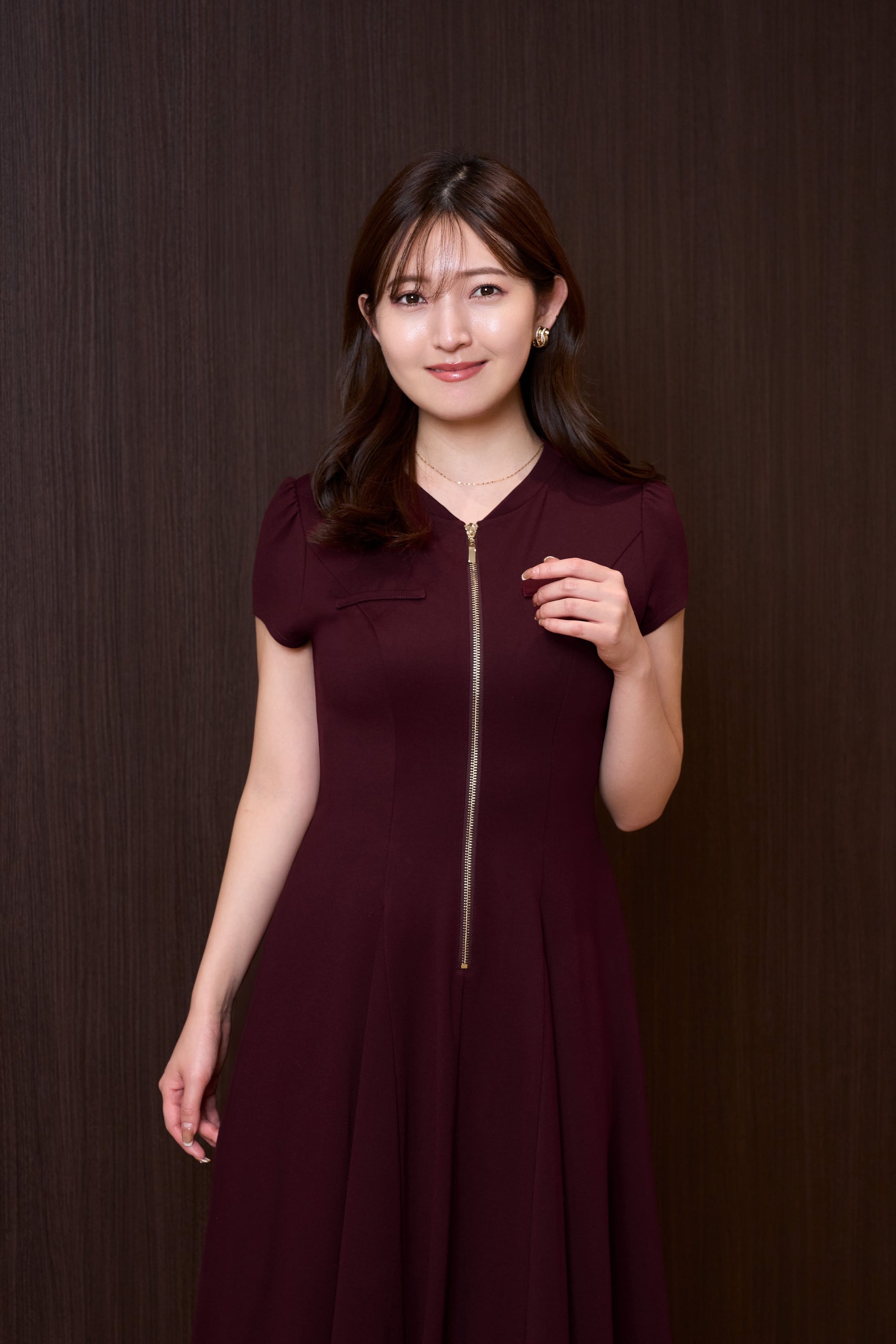 ［Essentia］Front Zip Long Dress