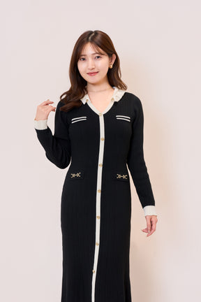 Ruffle-Collar Knit Mermaid Dress