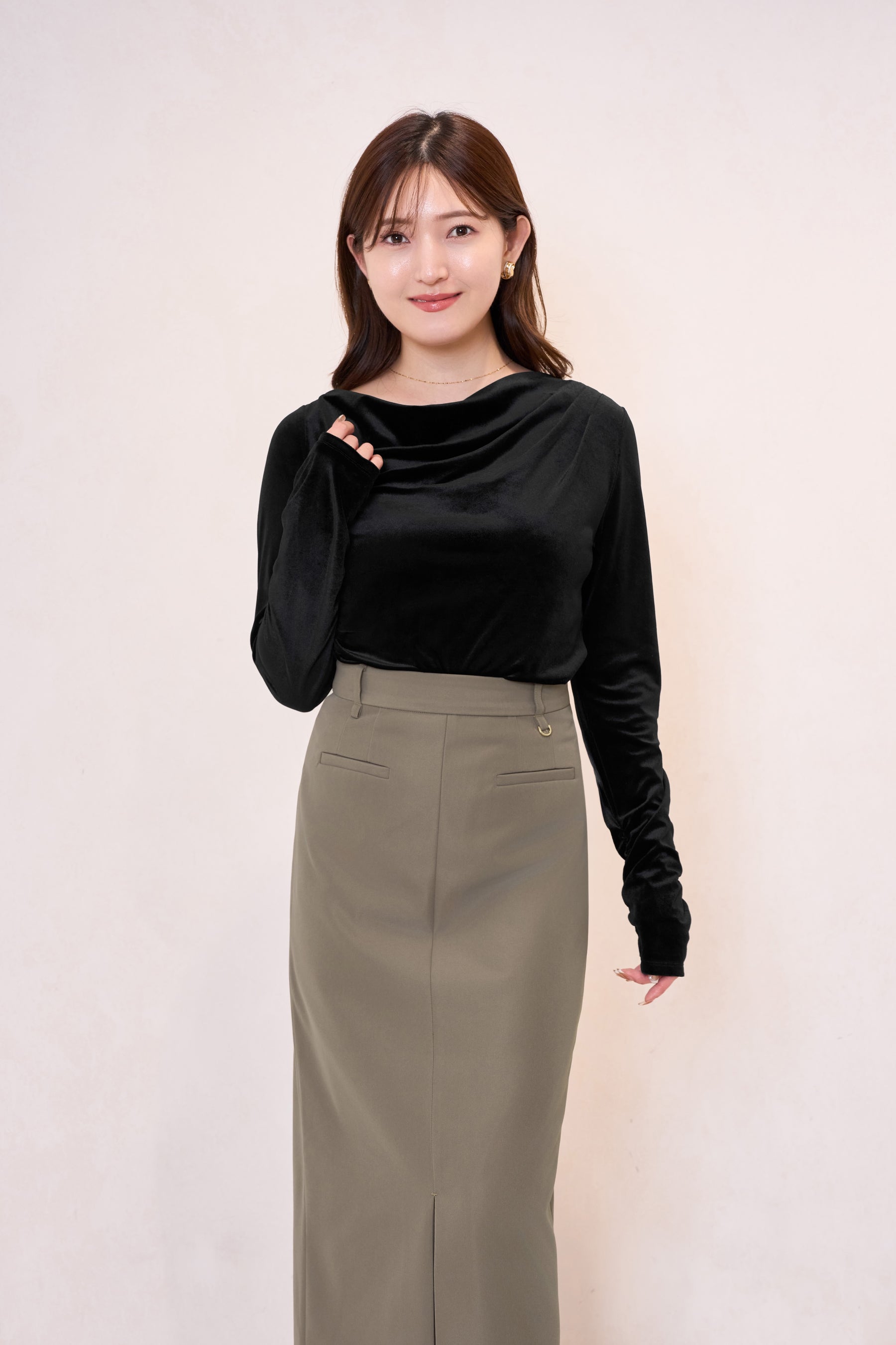[Ships in early October] [New Color]［Essentia］Front Slit Long Skirt		