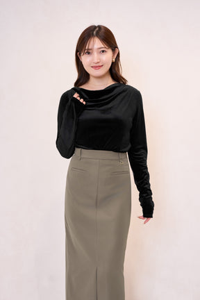 [Ships in early October] [New Color]［Essentia］Front Slit Long Skirt		