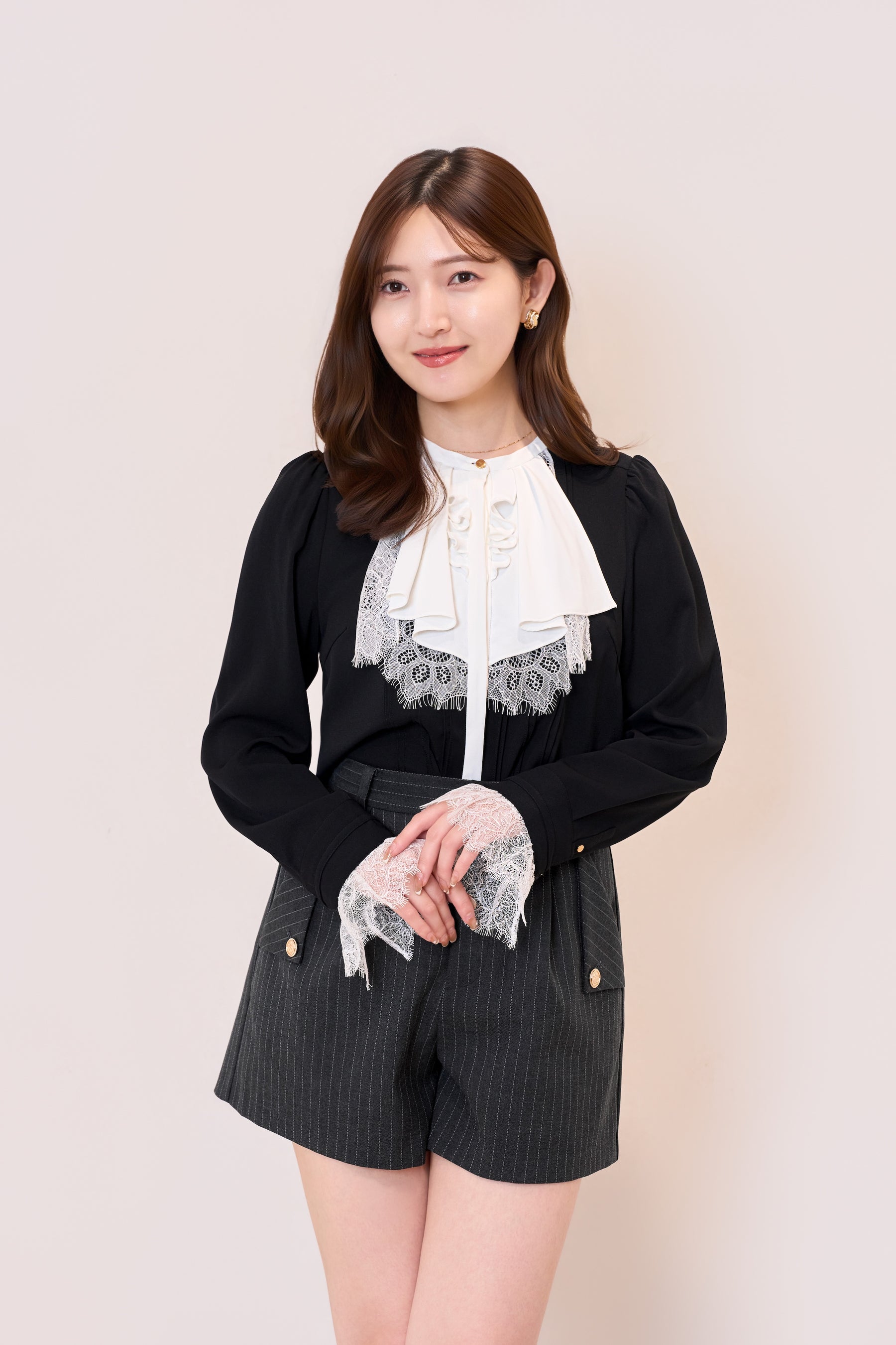 Ruffled Collar Pintuck Blouse