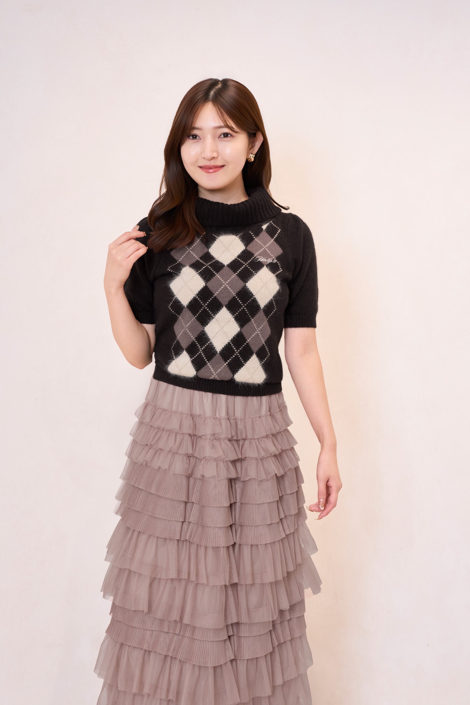 Pia Argyle Knit Top