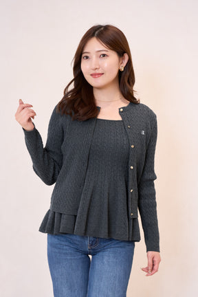 【11月下旬発送】H logo Peplum Cable-Knit Set