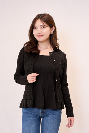 【11月下旬発送】H logo Peplum Cable-Knit Set