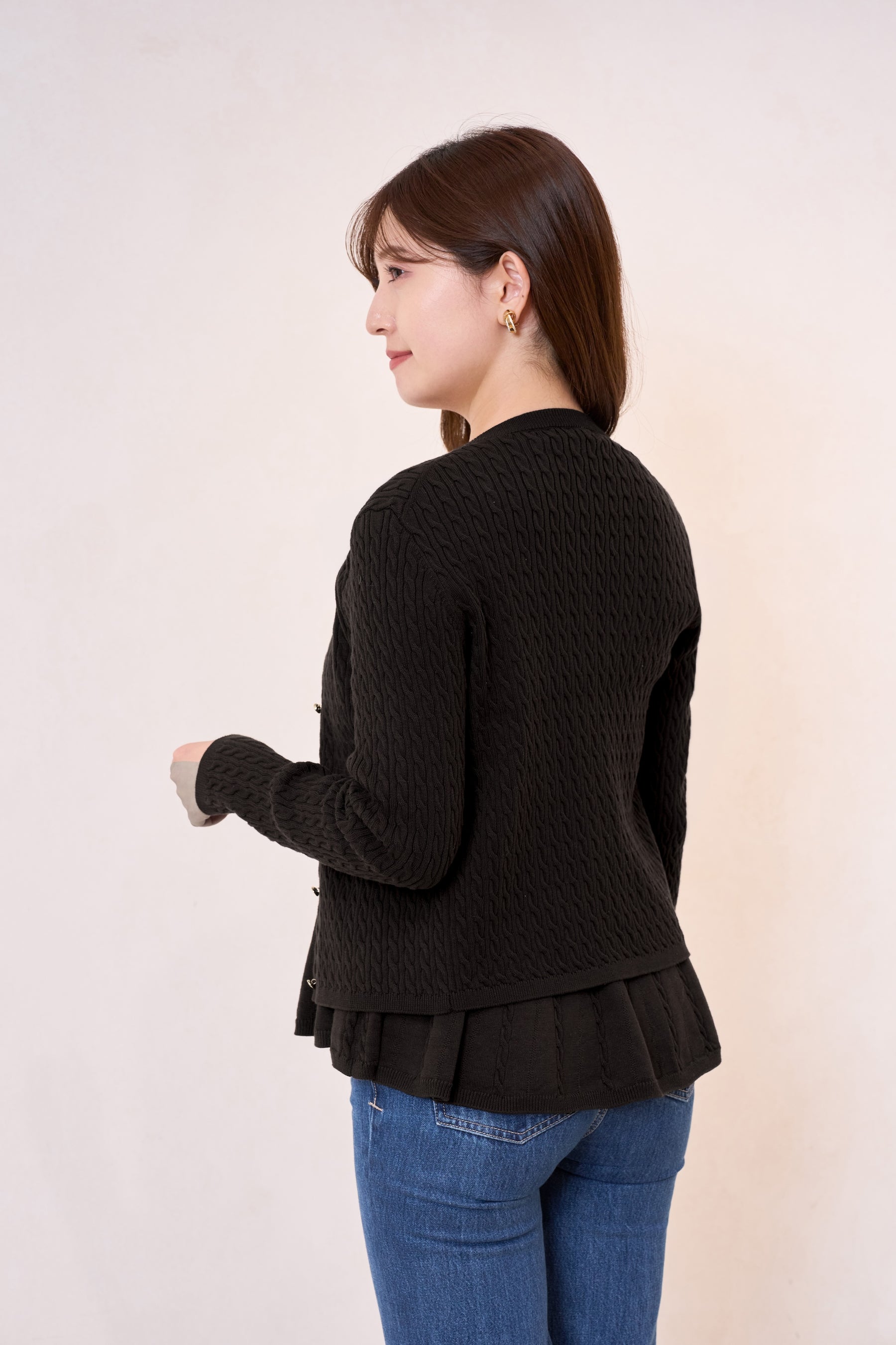【11月下旬発送】H logo Peplum Cable-Knit Set