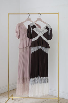 Giulia Lace Pleated Dress