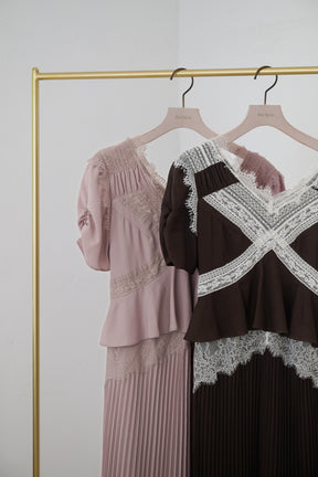 Giulia Lace Pleated Dress