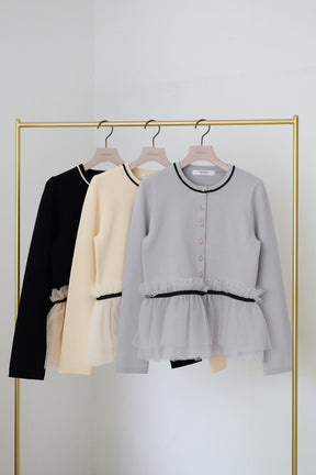 Daria Tulle Frill Knit Cardigan