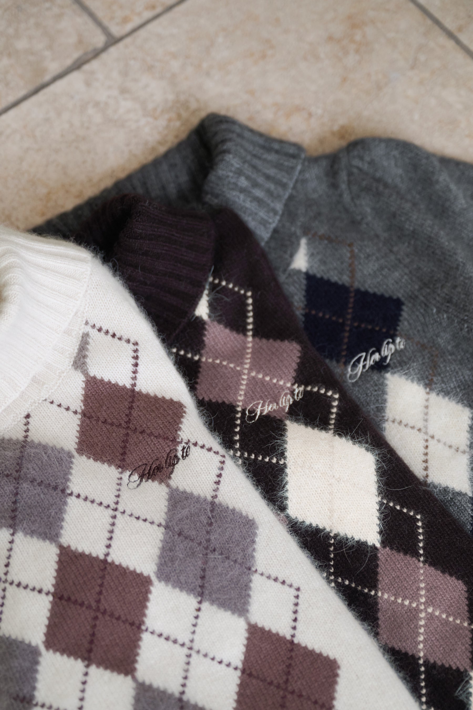 Pia Argyle Knit Top