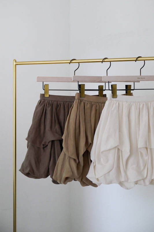 Random Tucked Satin Mini Skirt