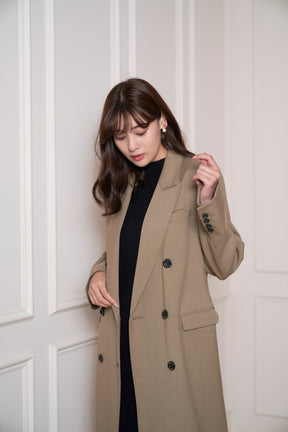 Double-Breasted Long Blazer