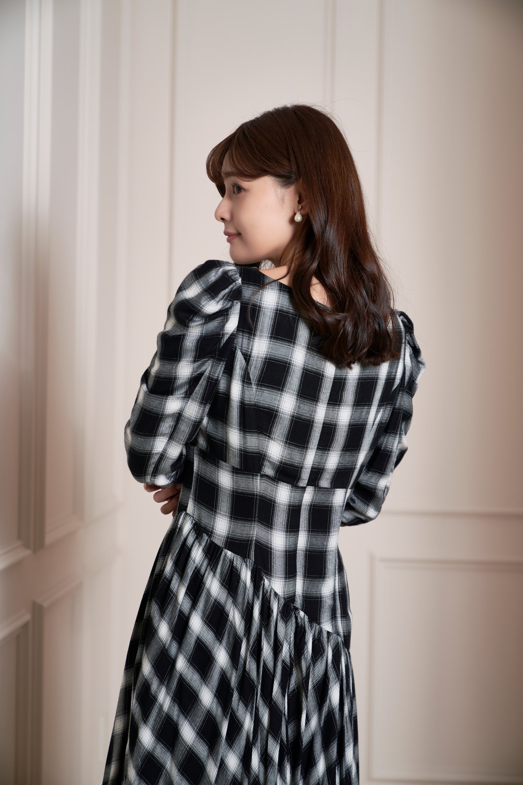 ロングワンピースherlipto Roanne Over Check Dress