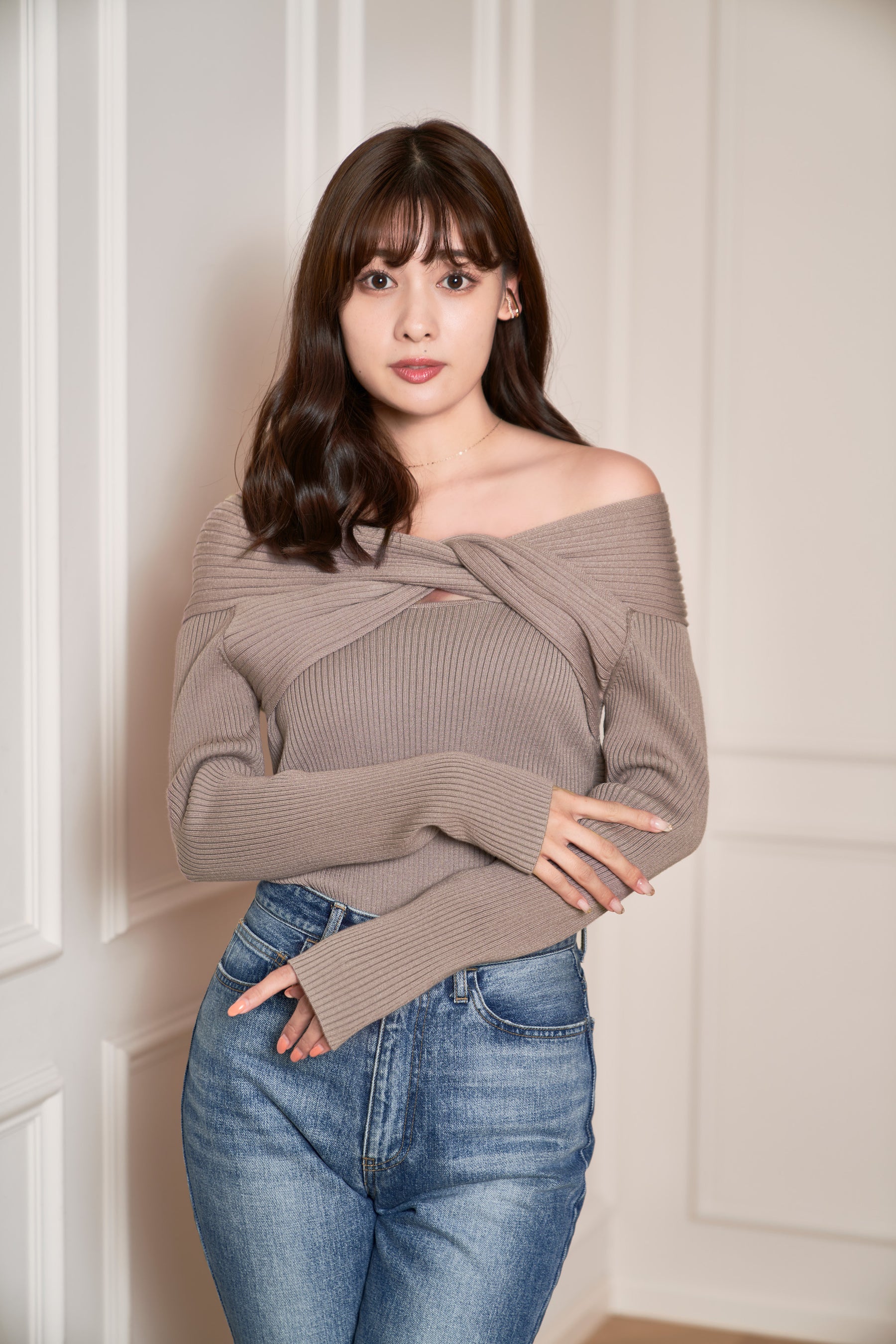 Herlipto Off the shoulder Ribbed Knit