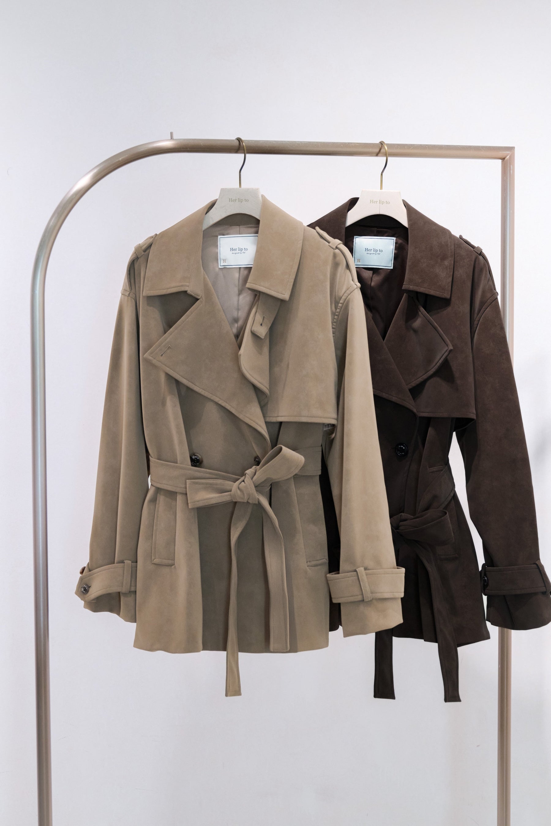 Faux Suede Belted Jacket