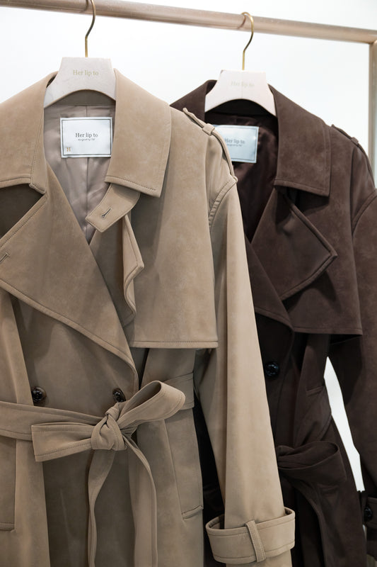 Faux Suede Belted Jacket