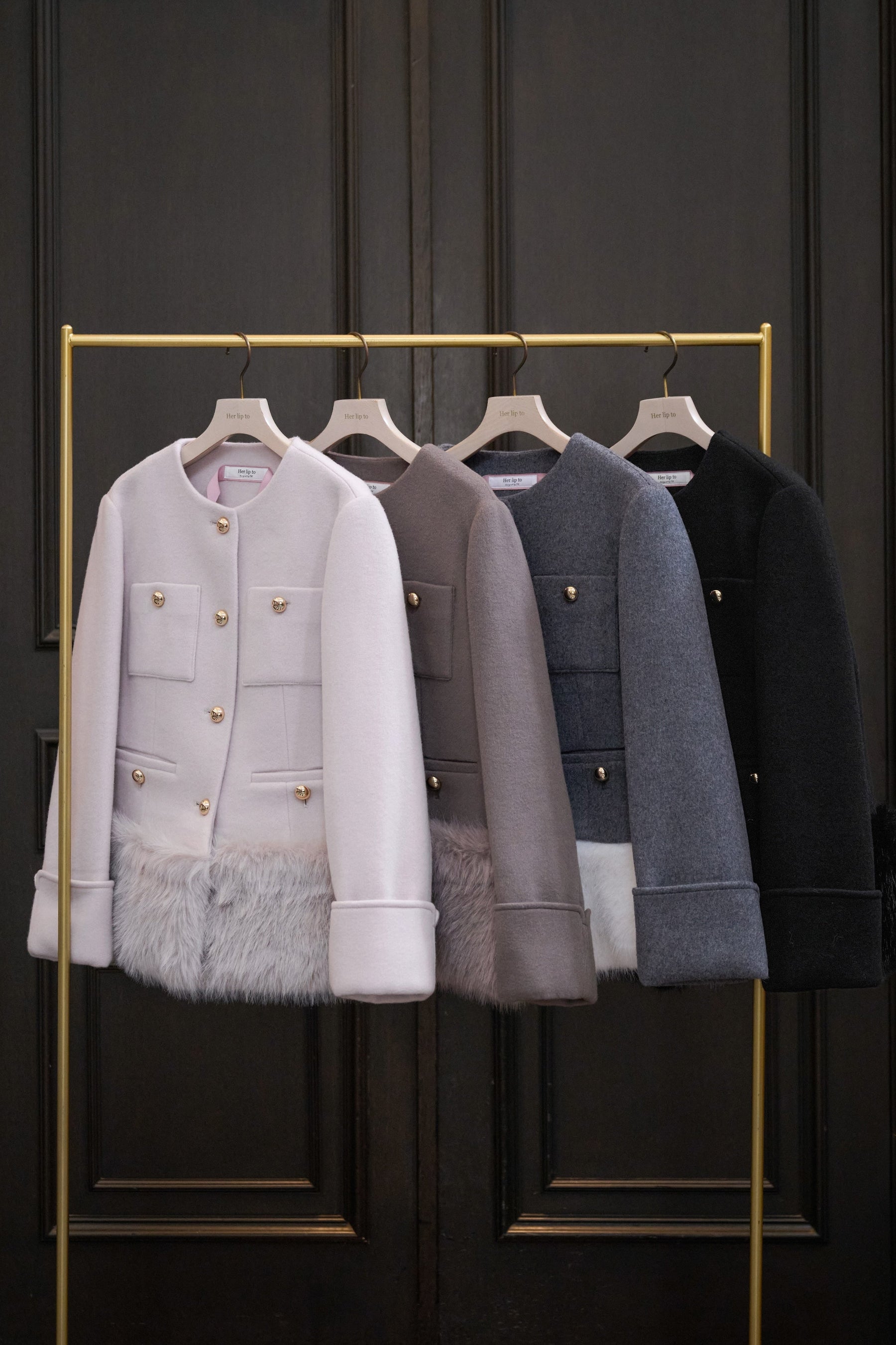 【10月中旬発送】Joana Faux Fur-Hem Wool Coat
