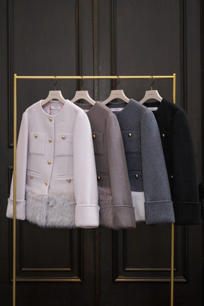 【10月中旬発送】Joana Faux Fur-Hem Wool Coat