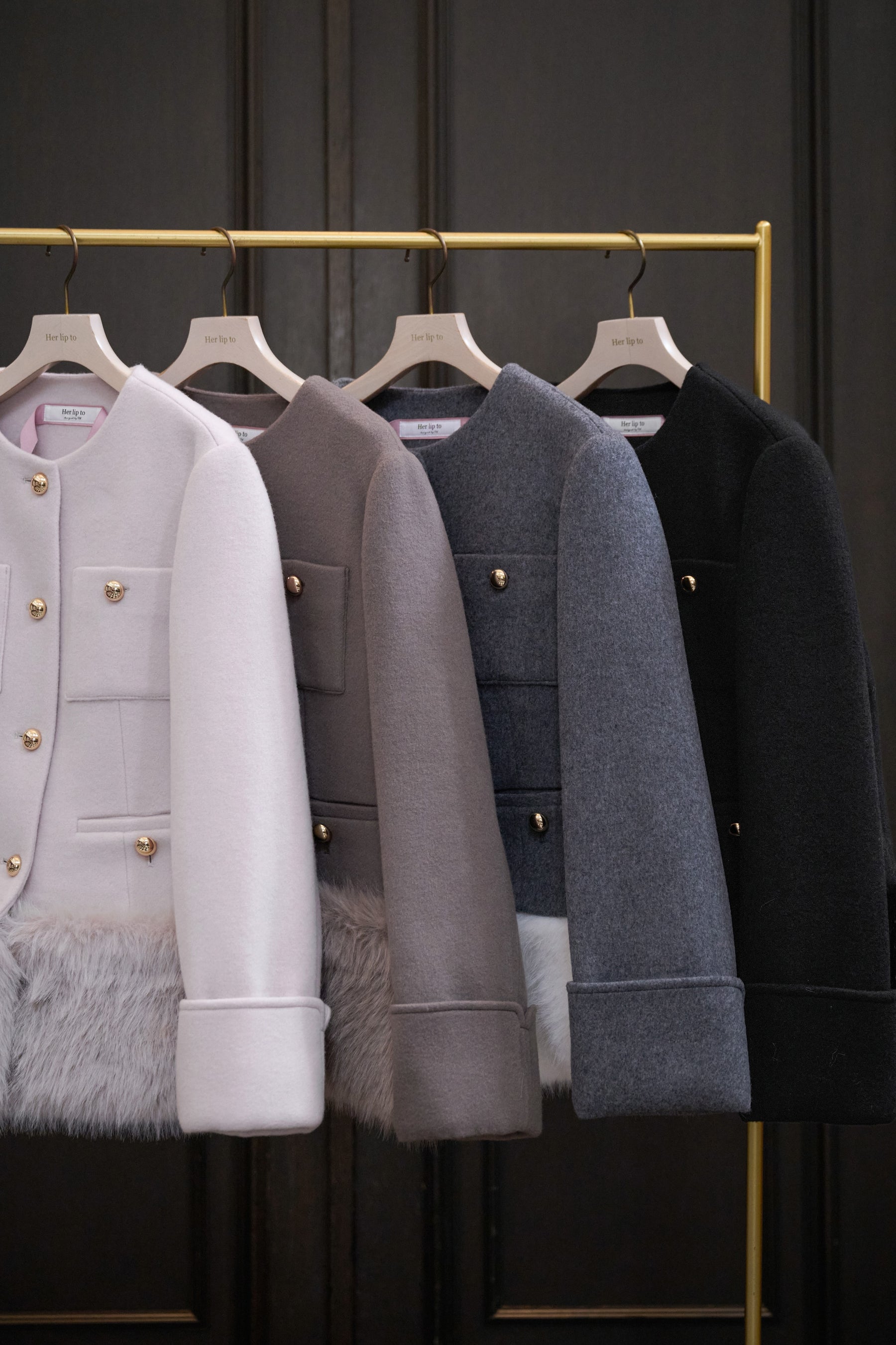 【10月中旬発送】Joana Faux Fur-Hem Wool Coat