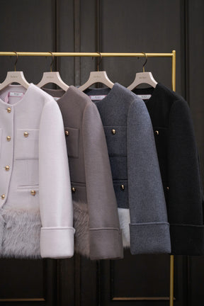 【10月中旬発送】Joana Faux Fur-Hem Wool Coat