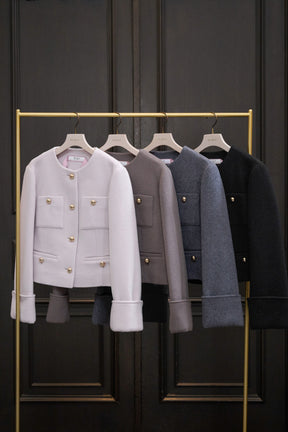 【10月中旬発送】Joana Faux Fur-Hem Wool Coat