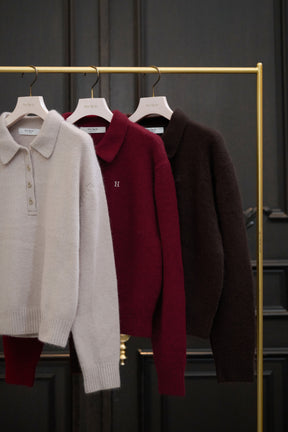 Classic H Logo Knit Polo Top
