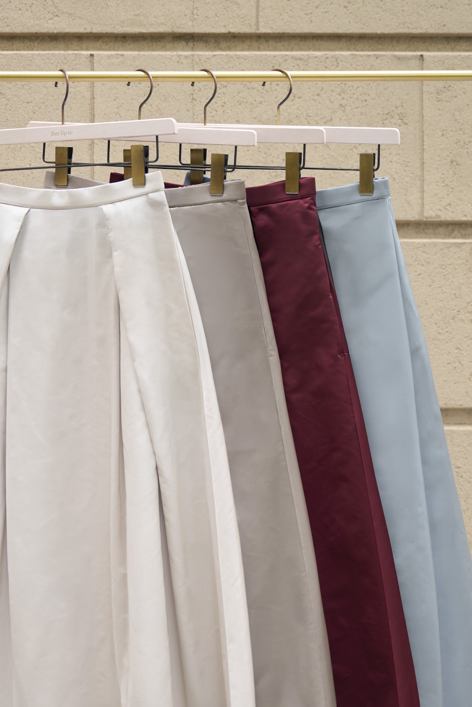 Satin Tucked Flared Skirt