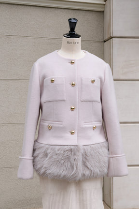 【10月中旬発送】Joana Faux Fur-Hem Wool Coat