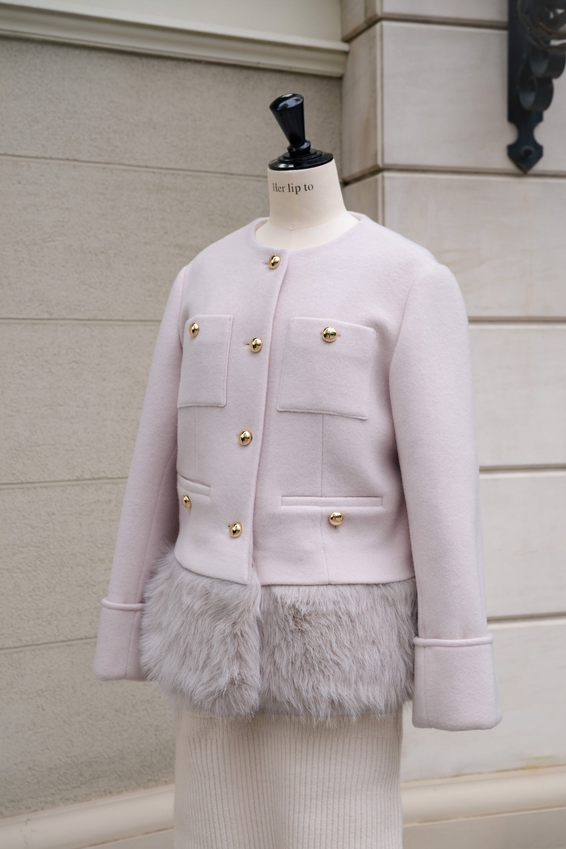 【10月中旬発送】Joana Faux Fur-Hem Wool Coat