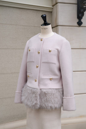 【10月中旬発送】Joana Faux Fur-Hem Wool Coat