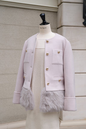 【10月中旬発送】Joana Faux Fur-Hem Wool Coat
