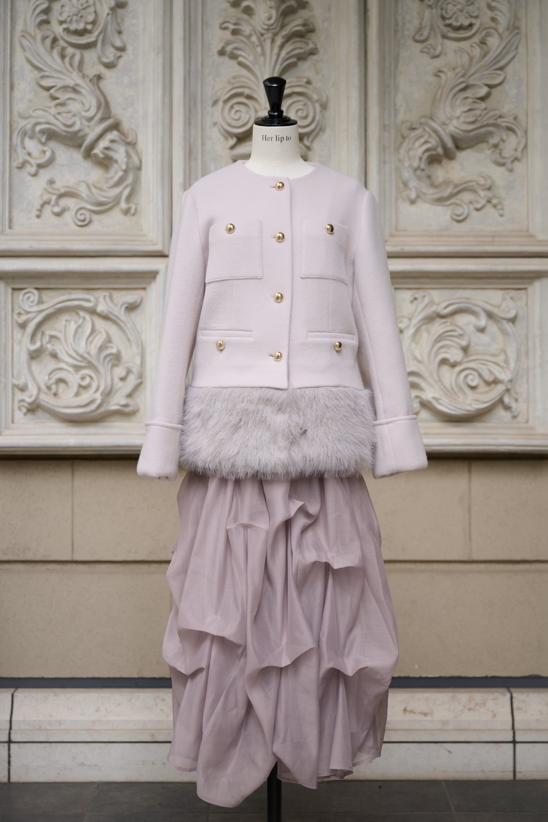 【10月中旬発送】Joana Faux Fur-Hem Wool Coat