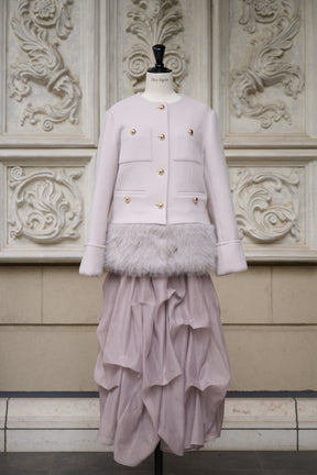 【10月中旬発送】Joana Faux Fur-Hem Wool Coat