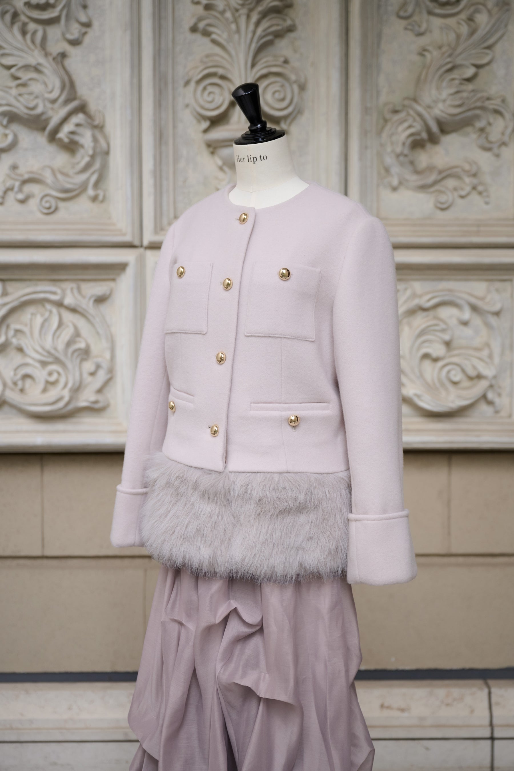 【10月中旬発送】Joana Faux Fur-Hem Wool Coat