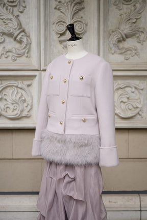 【10月中旬発送】Joana Faux Fur-Hem Wool Coat