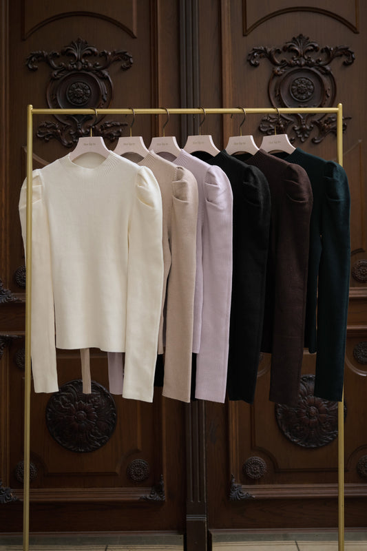 Sculpted Sleeve Rib Knit Top