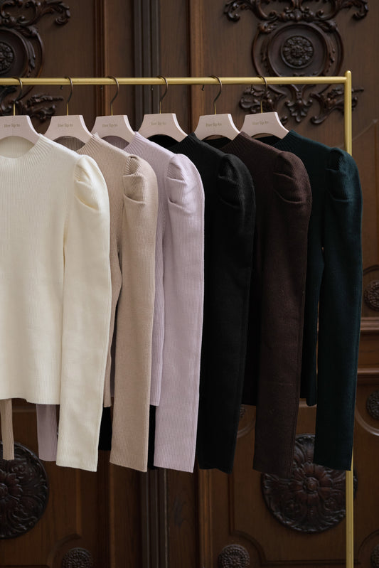 Sculpted Sleeve Rib Knit Top
