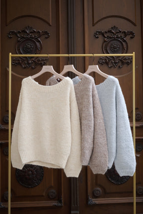Back-Ribbon Twinkle Knit Top