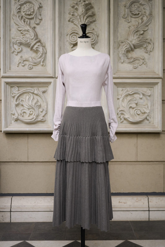 Soft Pleated Tiered Knit Dress