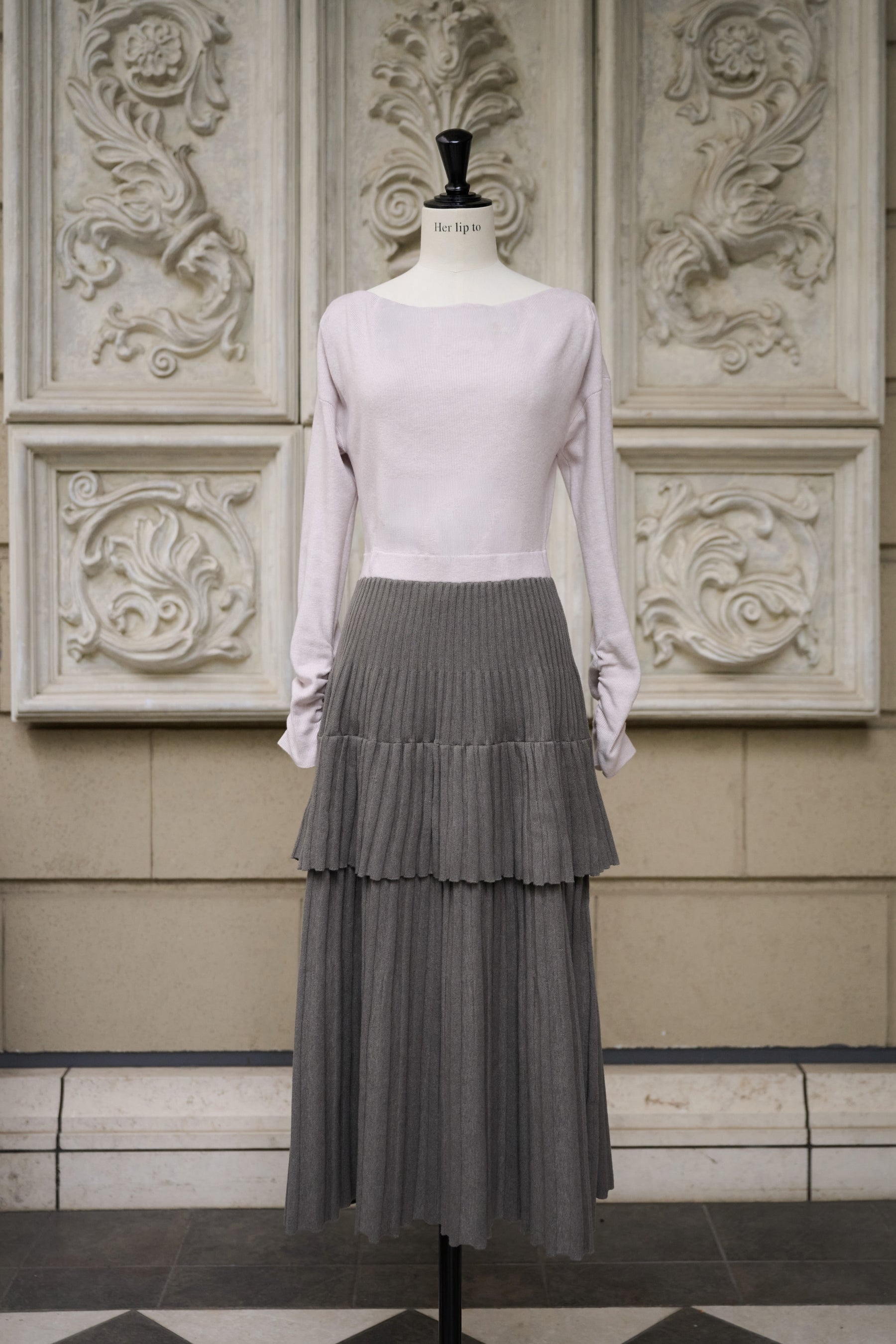Soft Pleated Tiered Knit Dress