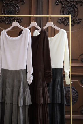 Soft Pleated Tiered Knit Dress