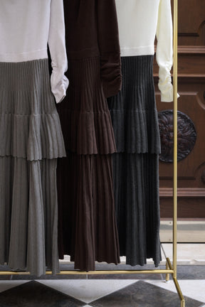 Soft Pleated Tiered Knit Dress