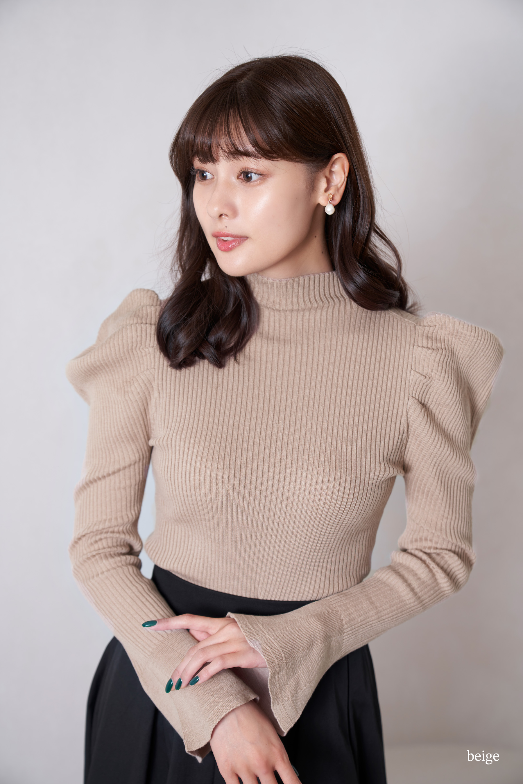 Her lip to Volume Sleeve Rib Knit Top
