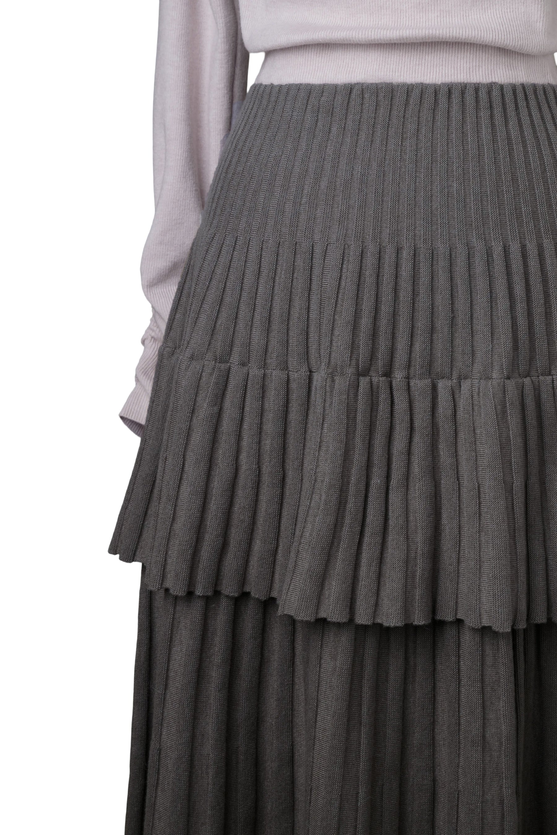 Soft Pleated Tiered Knit Dress
