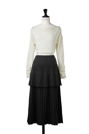 Soft Pleated Tiered Knit Dress